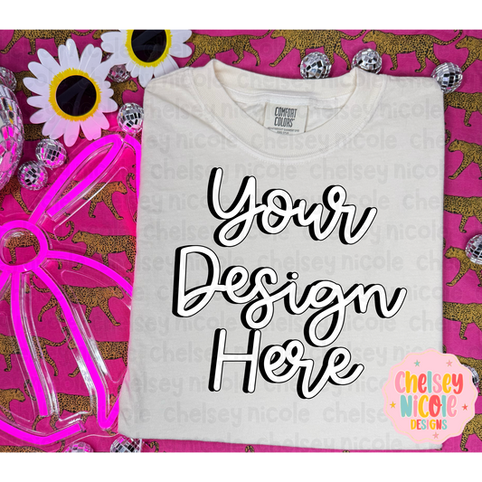 Ivory Comfort Color Mockup - Pink Neon Mockup - Disco Pink Tshirt Mockups - Comfort Color Mockups Cream - Ivory
