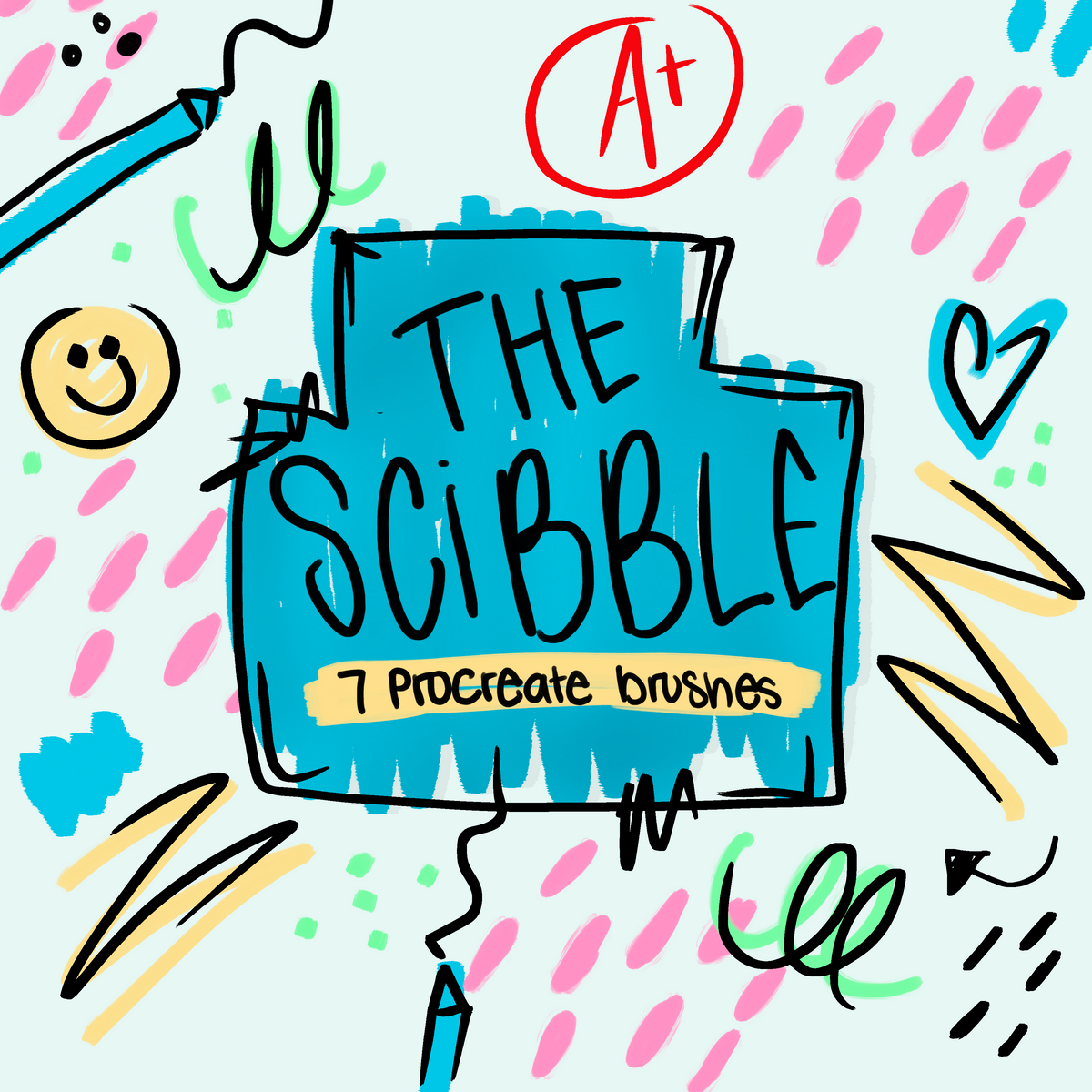 The Scribble Procreate Brush Set| Marker/School Procreate Brushes | Procreate Tools