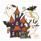 Haunted House Hand Drawn  PNG | Halloween Hand Drawn PNG | Ghost and bats PNG | Haunted Mansion PNG