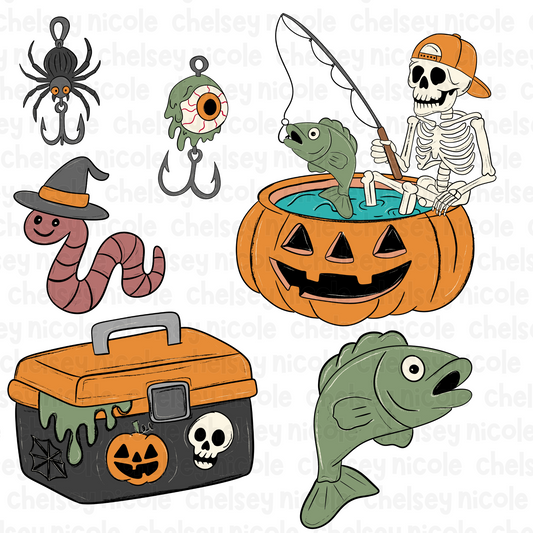 Spooky Fishing Clip Art Set | Halloween Fishing Clip Art - Commercial Use Clipart | Spooky Clip Art | Southern Halloween Desings