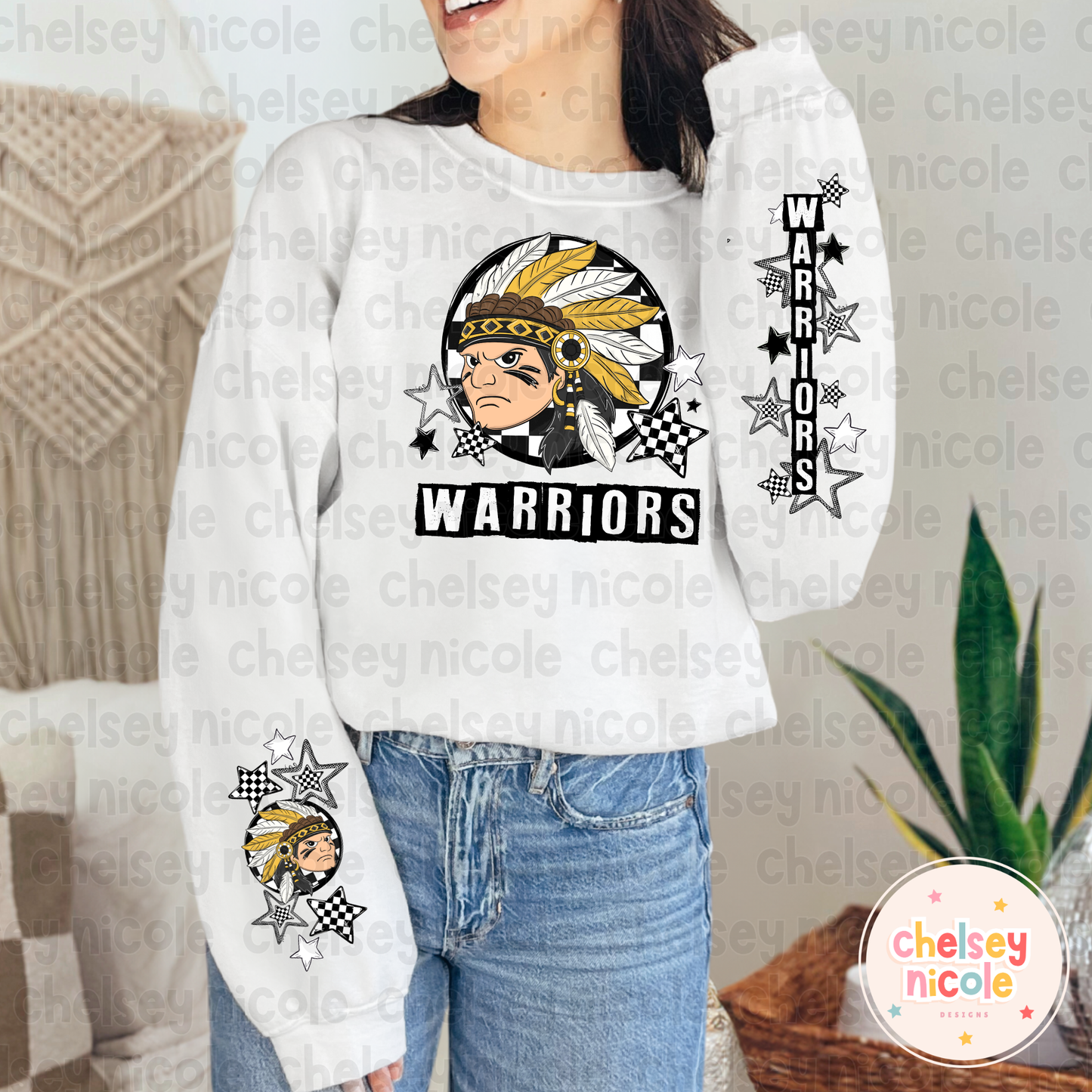 Warriors Mascot PNG | Hand Drawn School Spirit Design | Warriors School Spirit Mascot | Design for sublimation and DTF