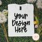 White Gildan Softstyle Spring Mockup - Spring Floral Mockup - Gildan Flatlay Mockup