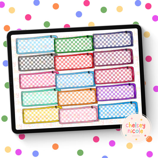 Checkered Name Plate Clip Art Bundle - Name Plates Clip art - Commercial Use Clipart
