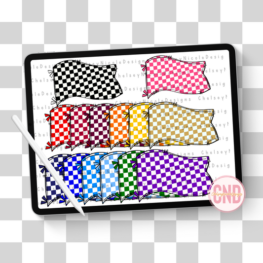 Checkered Flag Clip Art Bundle