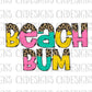 BEACH BUM png| Boat Waves Sun Ray Beach Days Half Leopard PNG