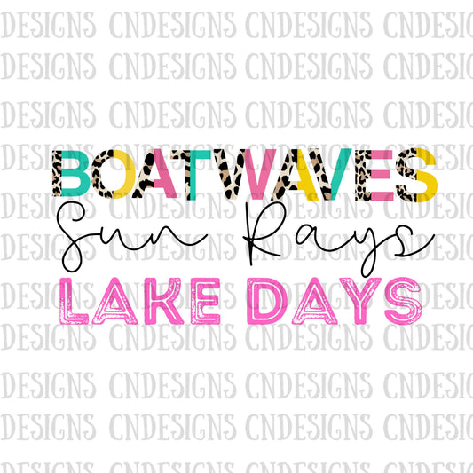 Boat Waves Sun Ray Lake Days Half Leopard PNG