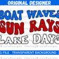 Boat Waves Sun Rays Lake Days Retro PNG | Patriotic Lake Days PNG | Patriotic 4th of July PNG