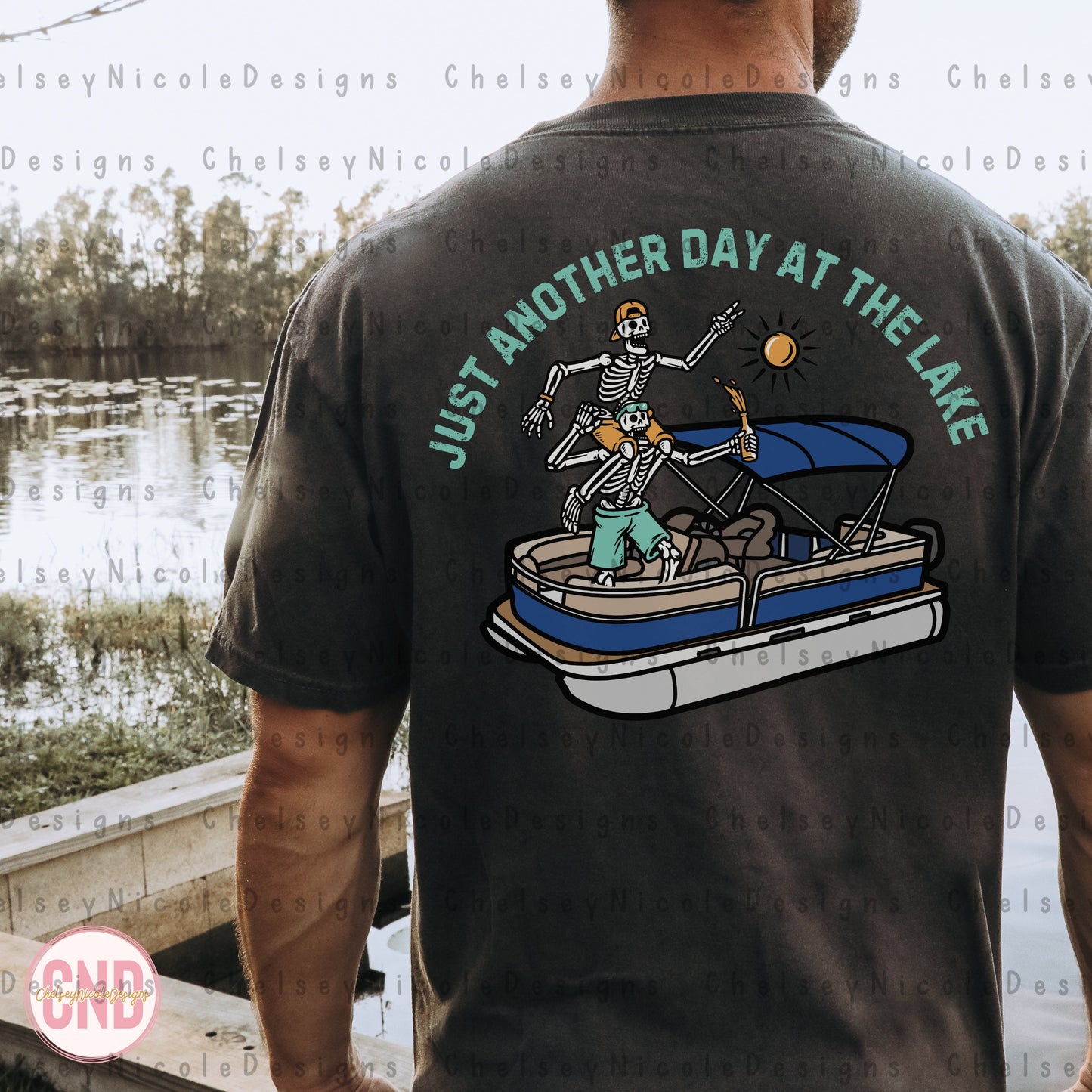 Just Another Day At The Lake PNG | Skull Lake Png | Pontoon png | Funny Lake Design | Retro Lake Days PNG