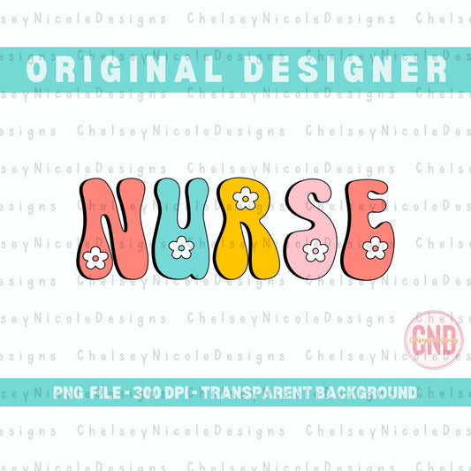 Retro Floral Nurse PNG | Bright Nurse PNG | Colorful Nurse PNG | Flower Nurse png | Nurse Digital Design | Nurse Sticker design | Trending