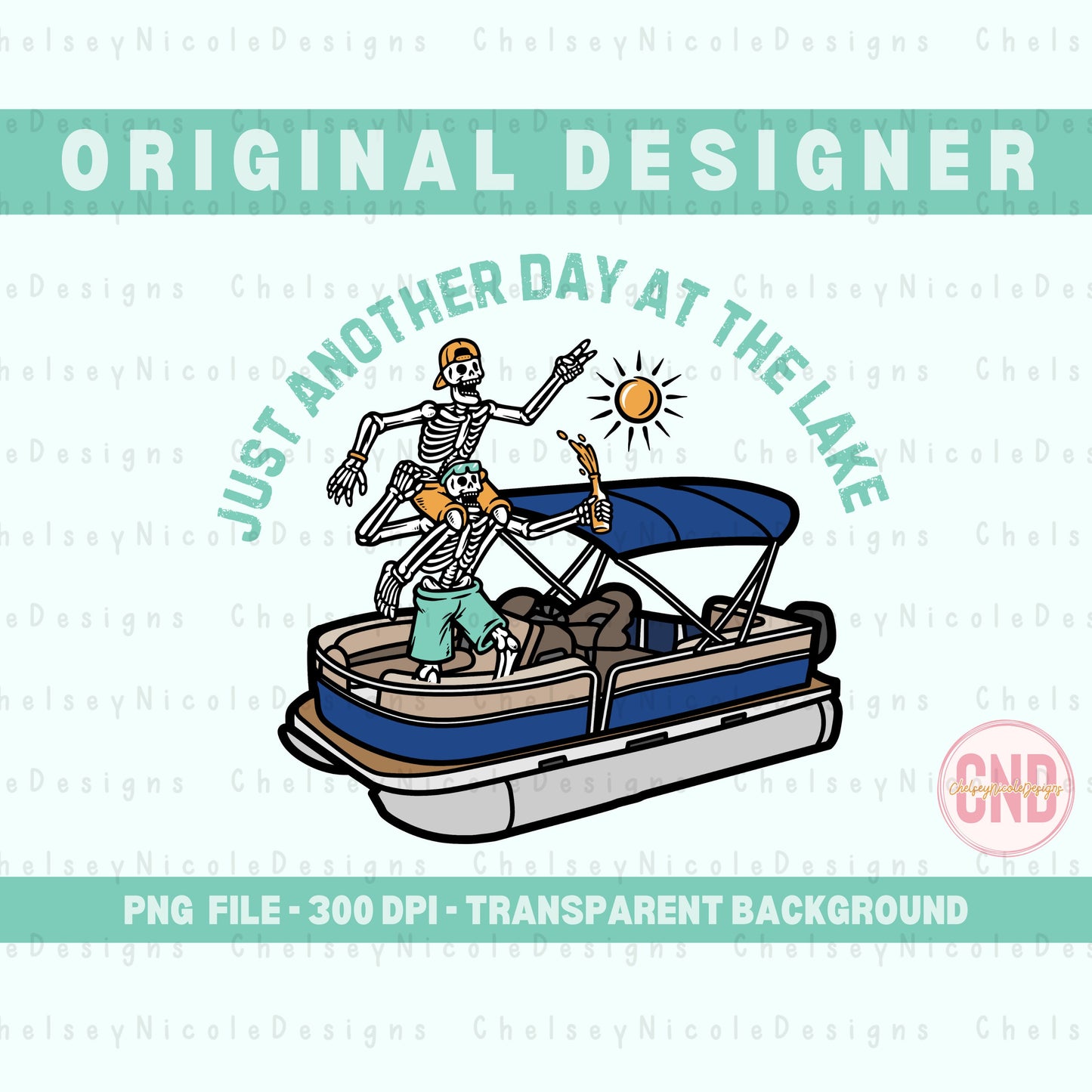 Just Another Day At The Lake PNG | Skull Lake Png | Pontoon png | Funny Lake Design | Retro Lake Days PNG