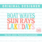 Boat Waves Sun Ray Lake Days PNG | Retro Boatwaves PNG | Retro Lake Days Design