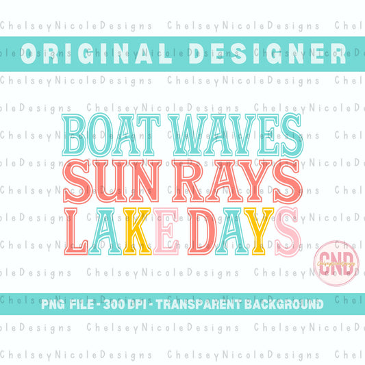 Boat Waves Sun Ray Lake Days PNG | Retro Boatwaves PNG | Retro Lake Days Design