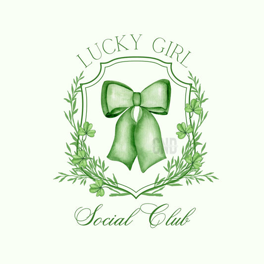 Lucky Girl Social Club PNG, Lucky PNG, Coquette St Patricks Day png, St Patty's Day png , Tshirt designs, sublimation files, Trending png