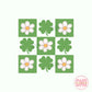 Flower and Clover St Patricks Design, Retro St Patricks PNG, Retro Clover, Retro Flowers, Checkered St Patricks Day png, Simple Design