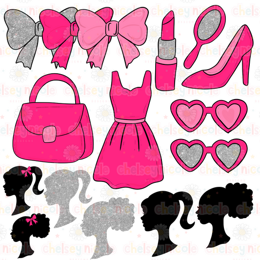 Malibu Girl Clipart Bundle - Plastic Princess Clip Art Bundle