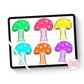 Neon Mushroom Clipart Set