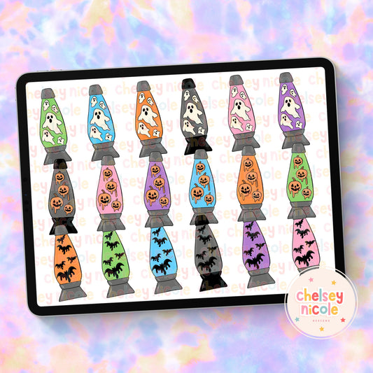Spooky Lava Lamps Clip Art Bundle - Lava Lamp Clip art - Commercial Use Clipart